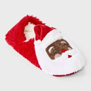 Santa with 3D Hat Christmas Faux Fur Slipper Socks with Grippers - Wondershop™